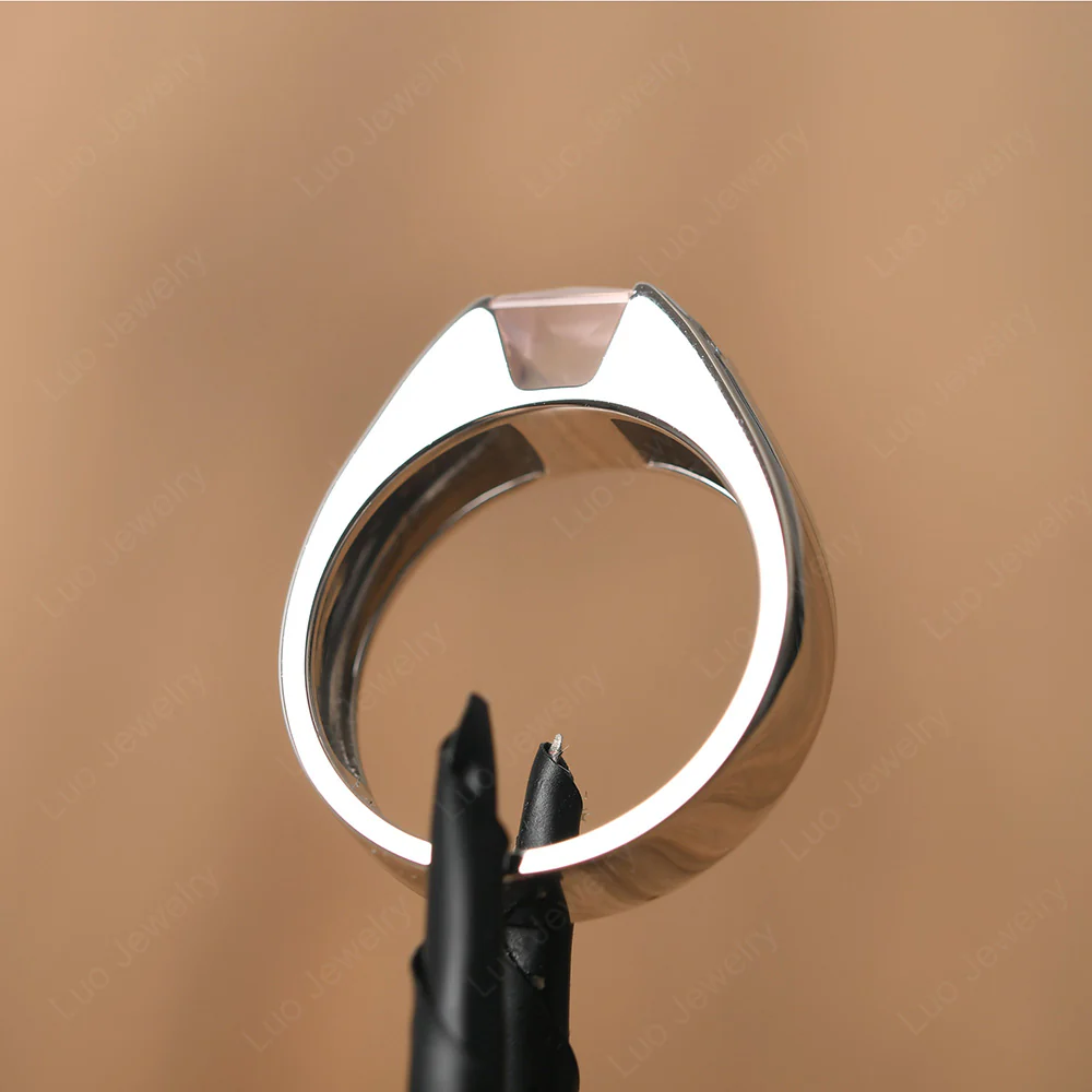 Men's Princess Cut Rose Quartz Ring - Image 12