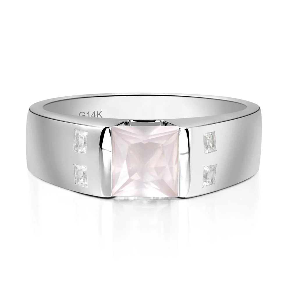 Men's Princess Cut Rose Quartz Ring - Image 3