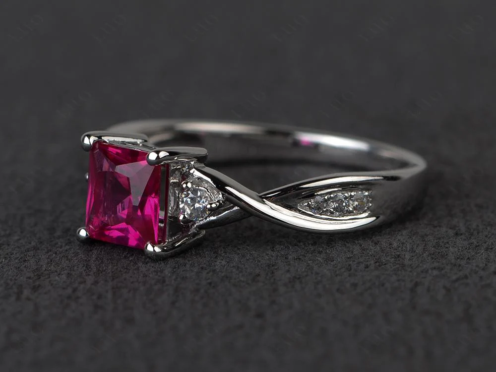 Princess Cut Ruby Engagement Ring - Image 30