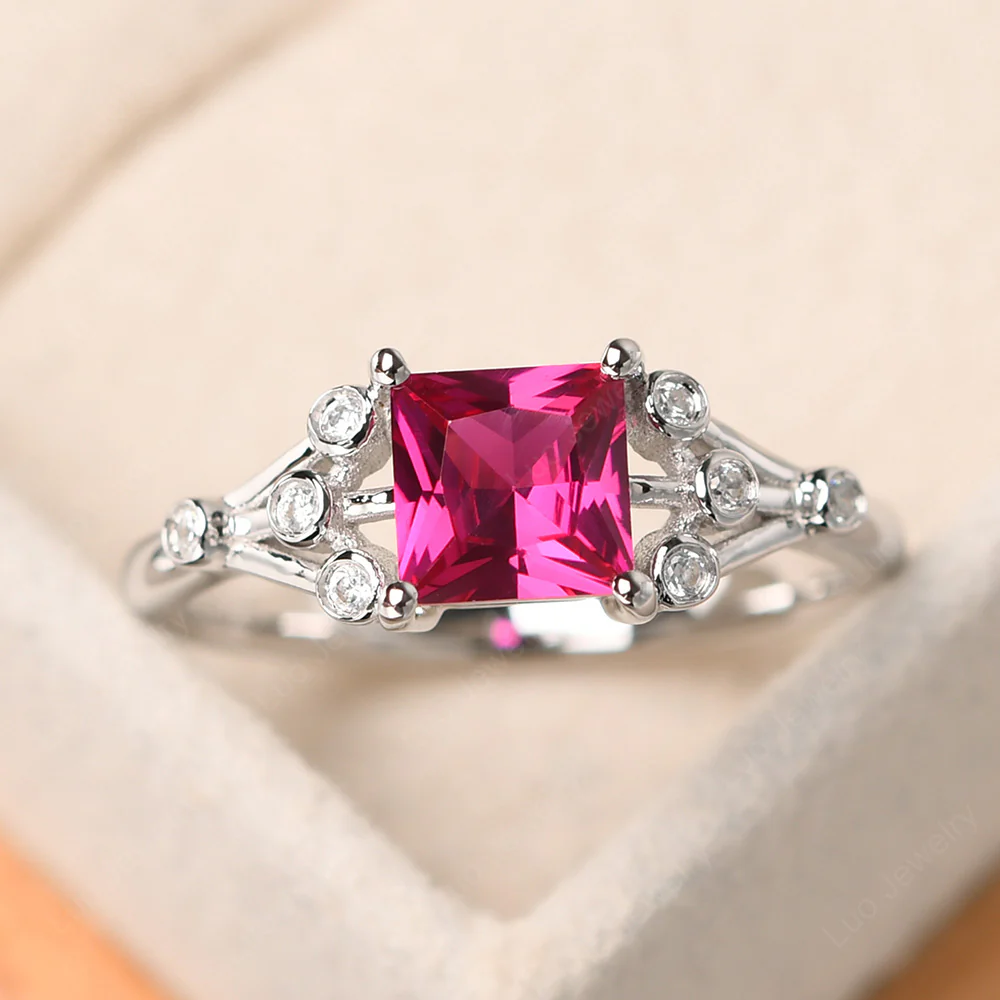 Princess Cut Ruby Constellation Ring