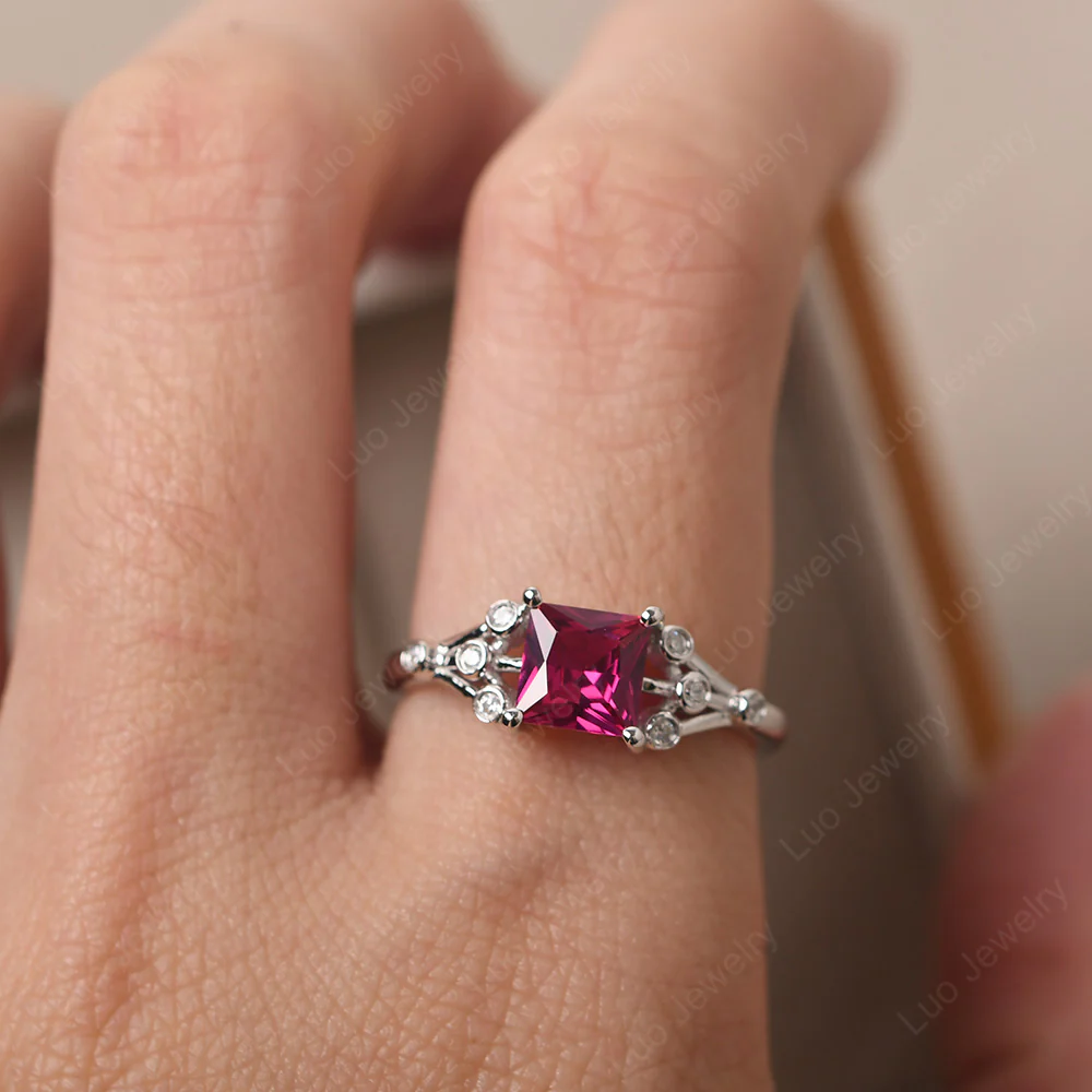 Princess Cut Ruby Constellation Ring - Image 5