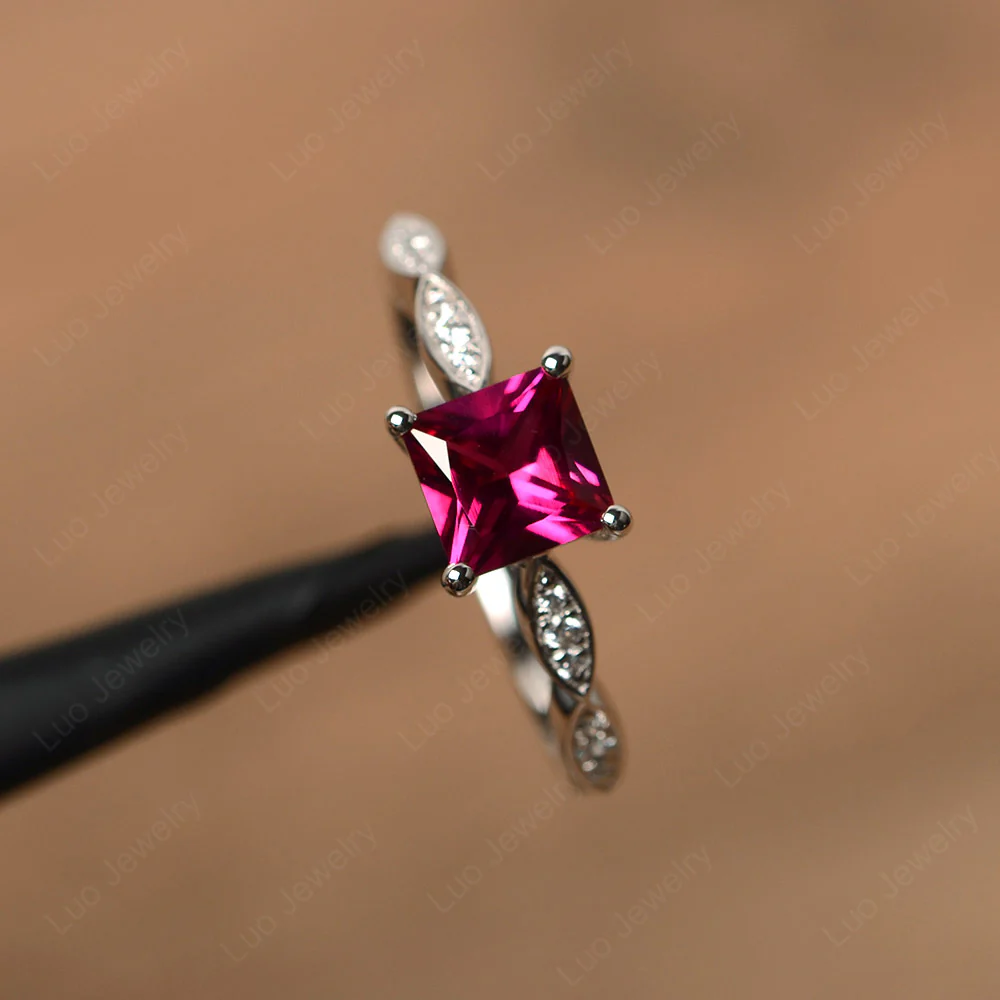 Princess Cut Ruby Ring