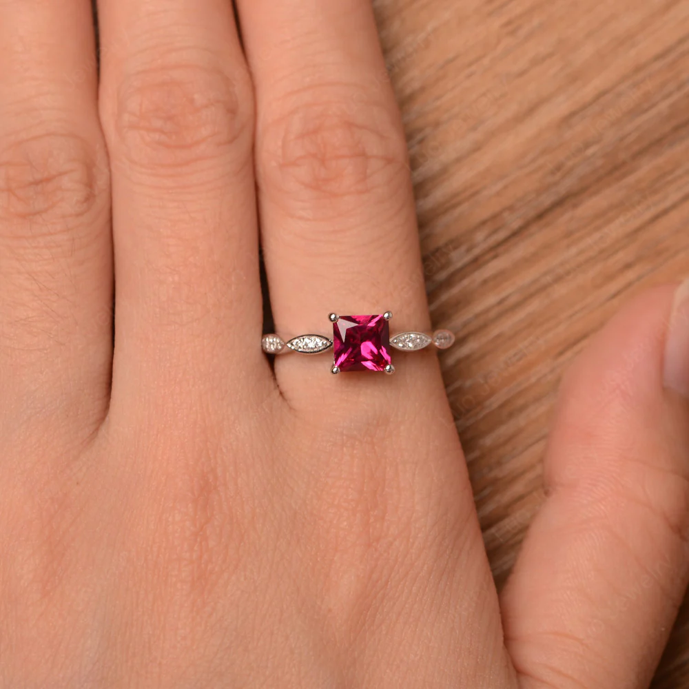 Princess Cut Ruby Ring - Image 4