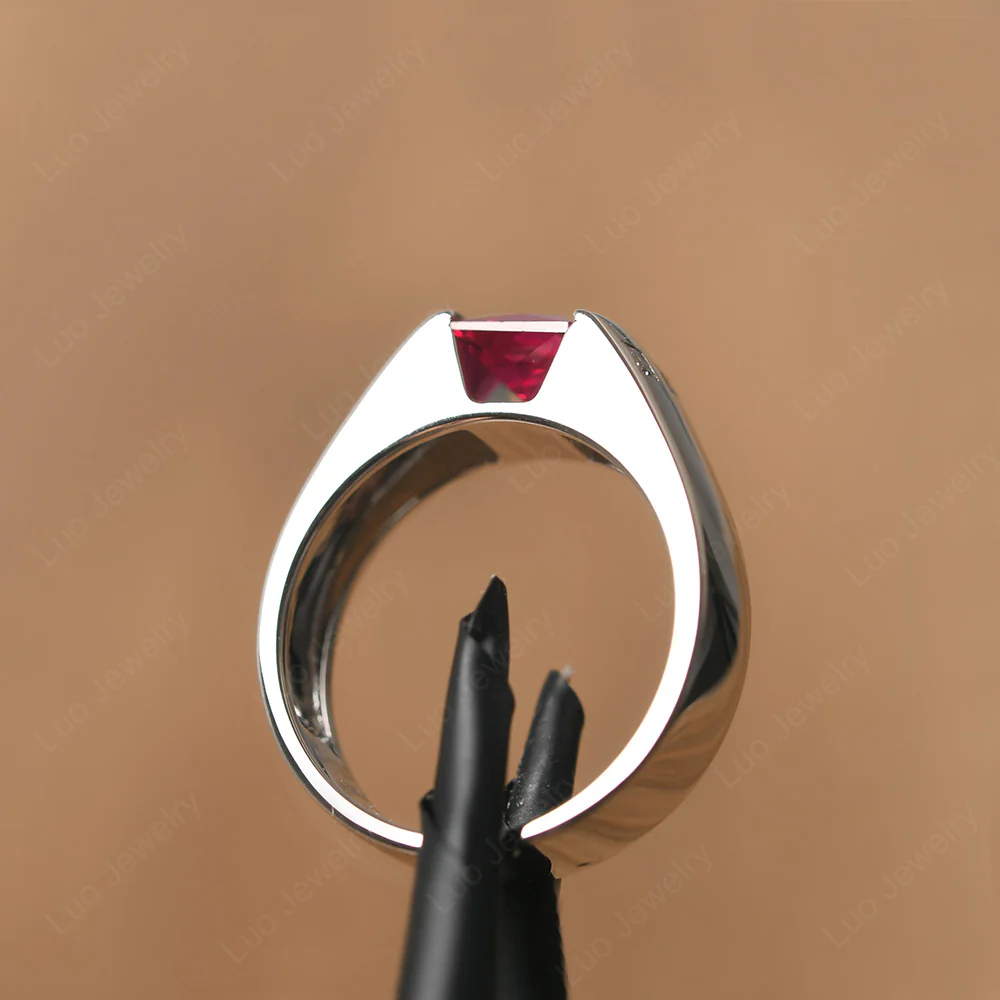 Princess Cut Ruby Ring for Men - Image 12