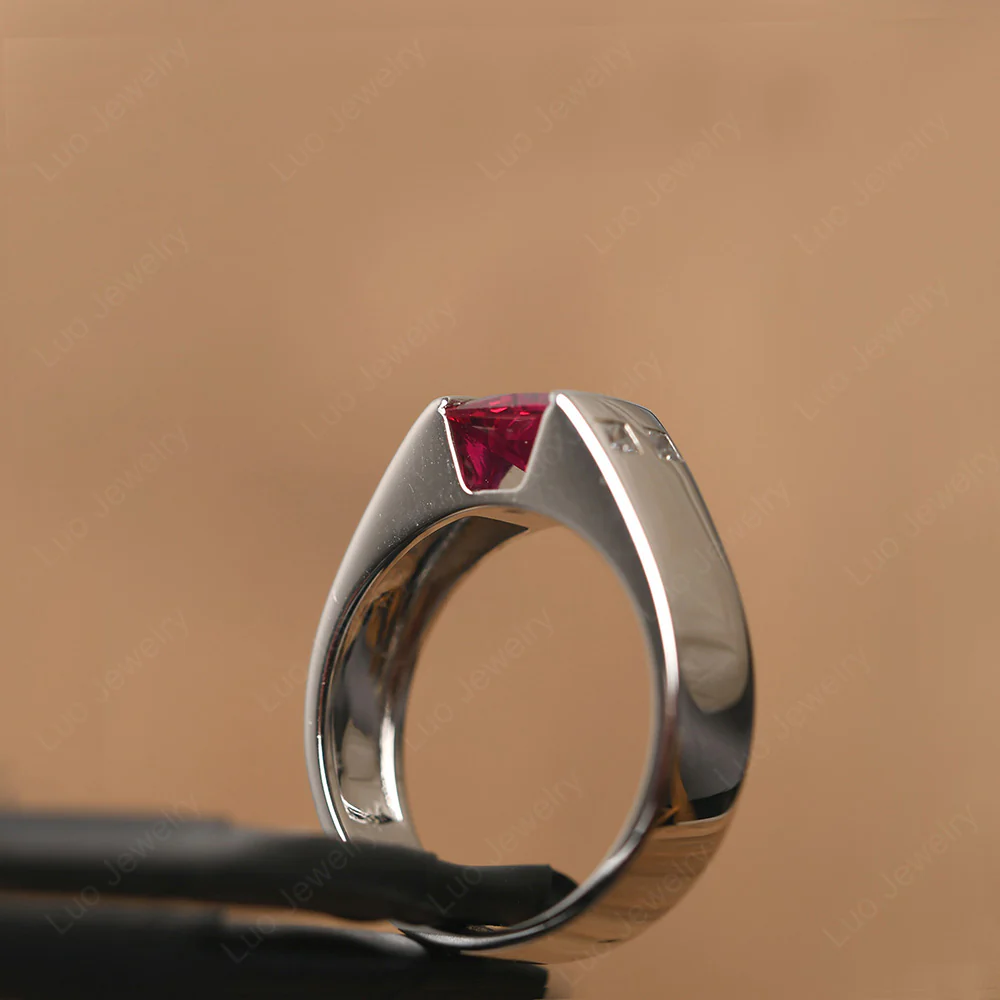 Princess Cut Ruby Ring for Men - Image 13