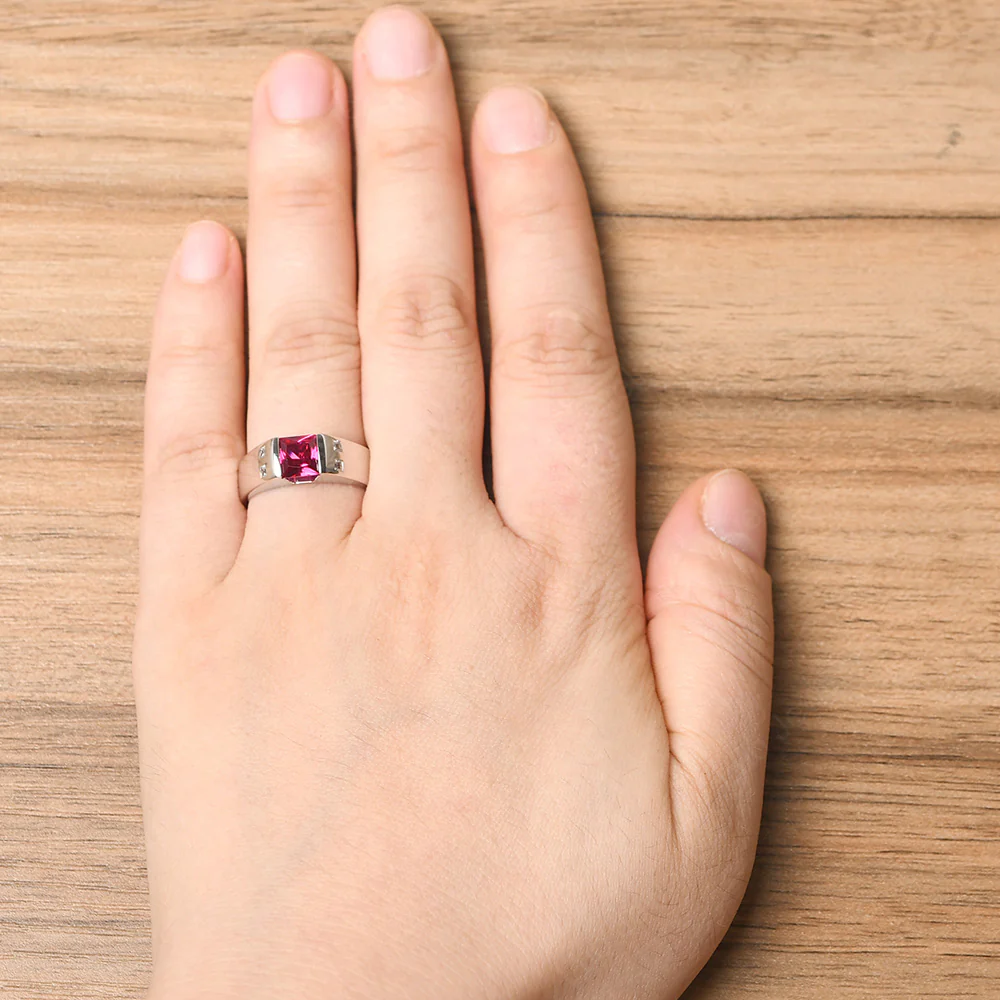 Princess Cut Ruby Ring for Men - Image 14