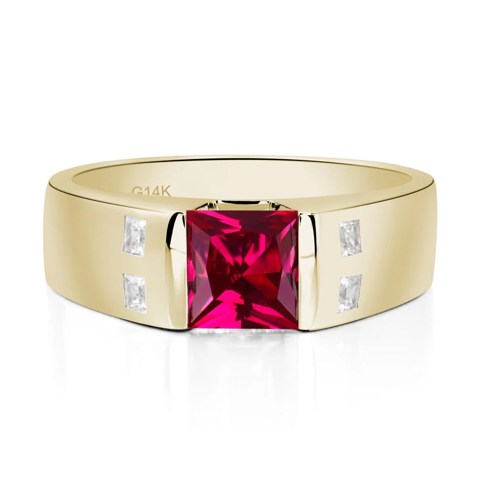 Princess Cut Ruby Ring for Men - Image 5