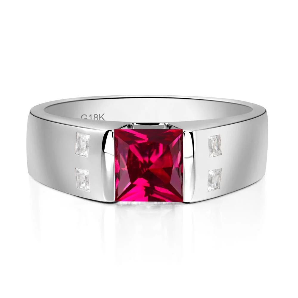 Princess Cut Ruby Ring for Men - Image 7