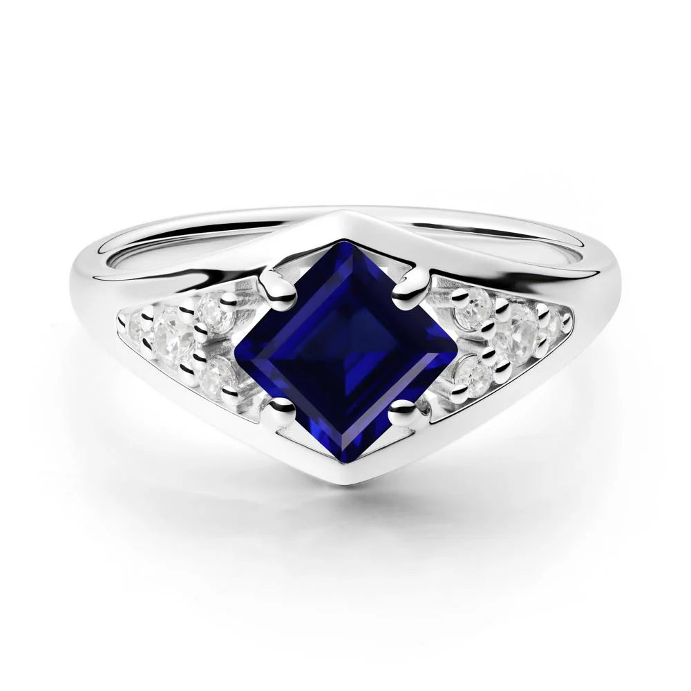 Princess Cut Sapphire Cluster Ring - Image 2