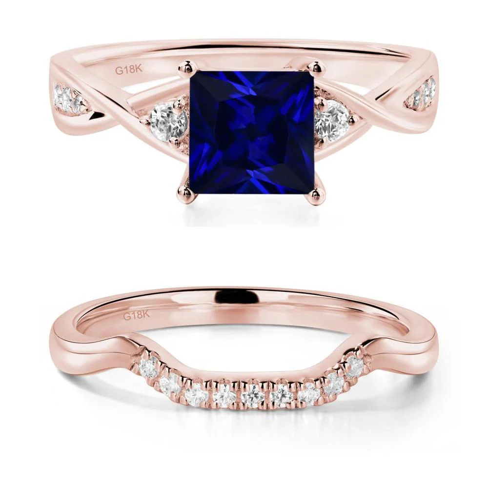 Sapphire Princess Cut Twist Engagement Ring - Image 17