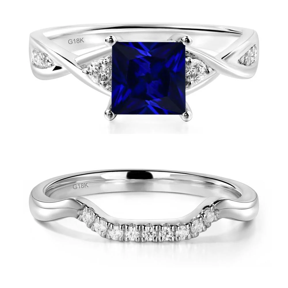 Sapphire Princess Cut Twist Engagement Ring - Image 19
