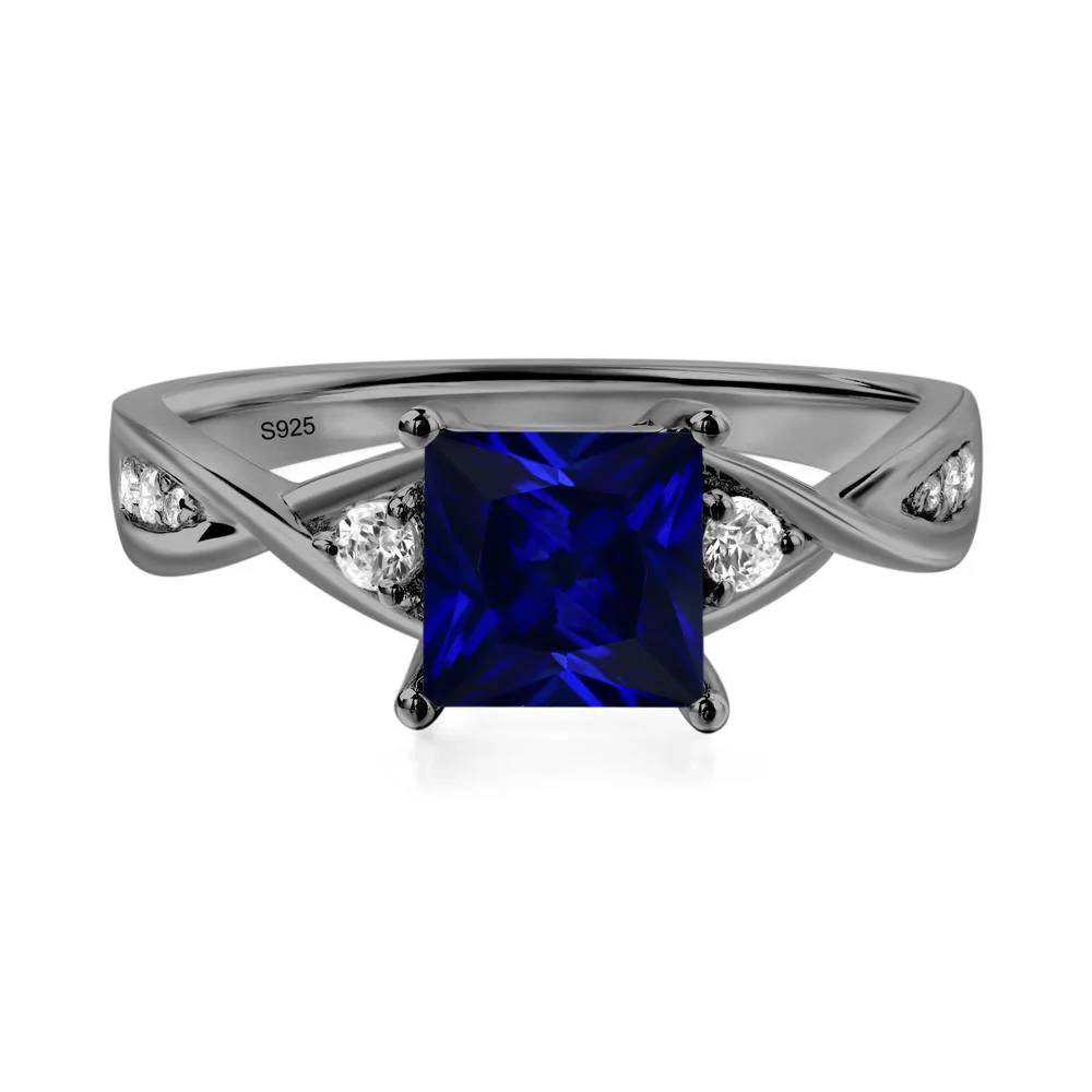 Sapphire Princess Cut Twist Engagement Ring - Image 2