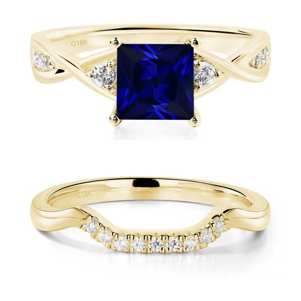 Sapphire Princess Cut Twist Engagement Ring - Image 21