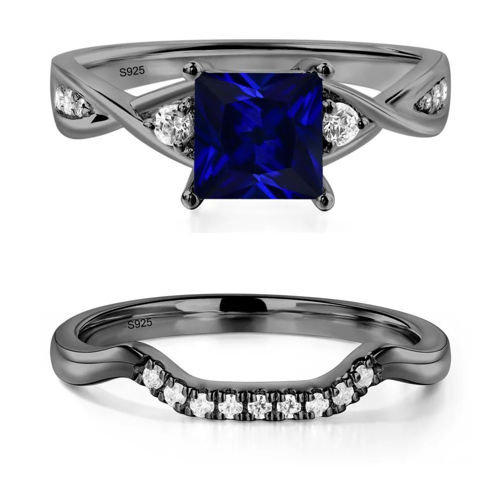 Sapphire Princess Cut Twist Engagement Ring - Image 23