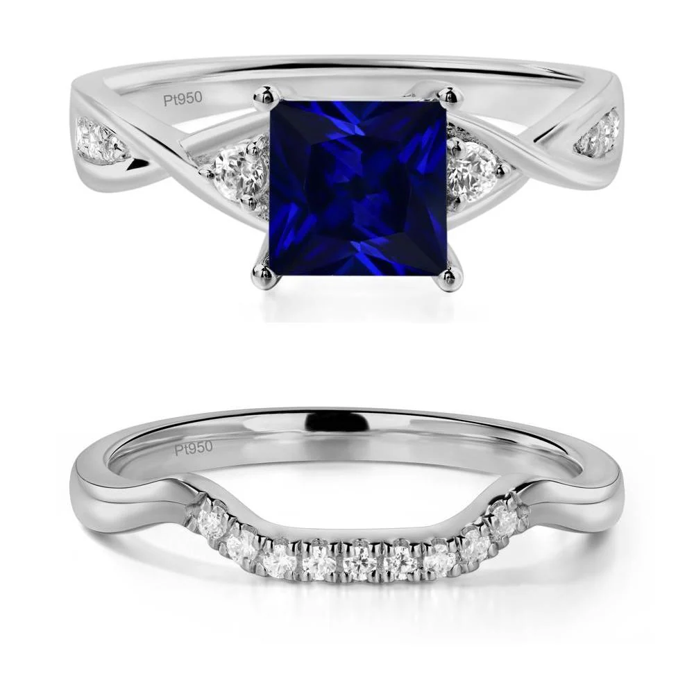 Sapphire Princess Cut Twist Engagement Ring - Image 25
