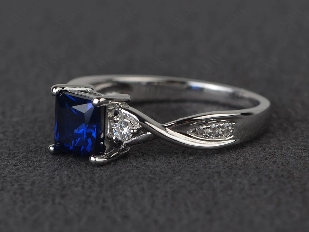 Sapphire Princess Cut Twist Engagement Ring - Image 30