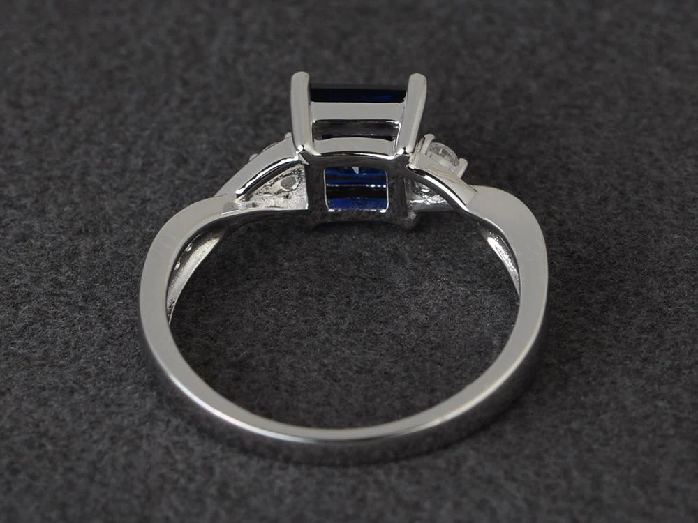 Sapphire Princess Cut Twist Engagement Ring - Image 31