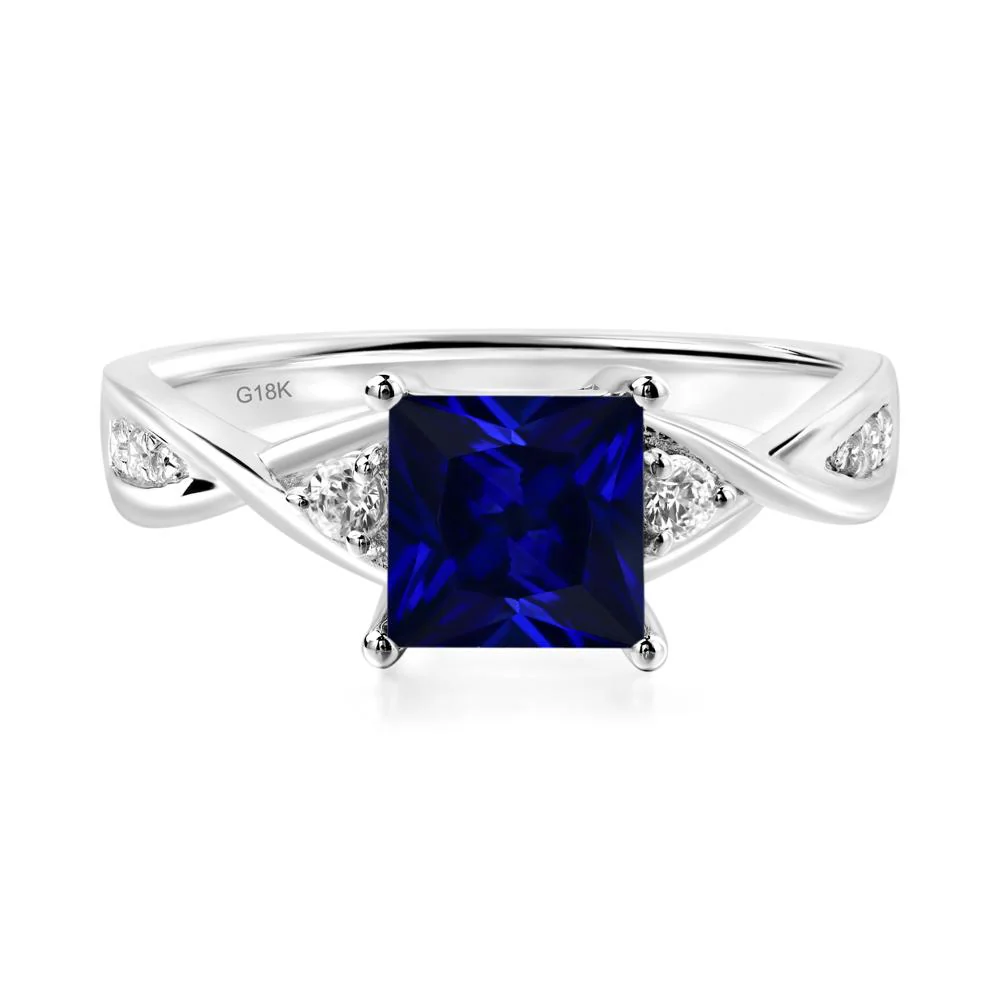 Sapphire Princess Cut Twist Engagement Ring - Image 6