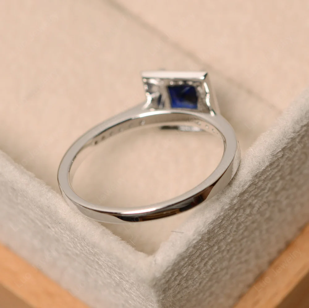 Princess Cut Sapphire Halo Ring - Image 4