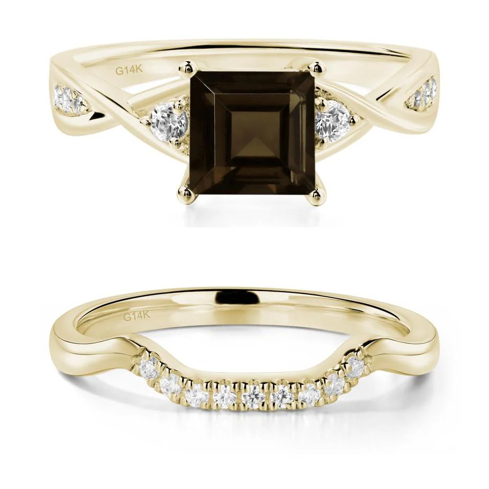 Square Cut Smoky Quartz Twist Ring - Image 15