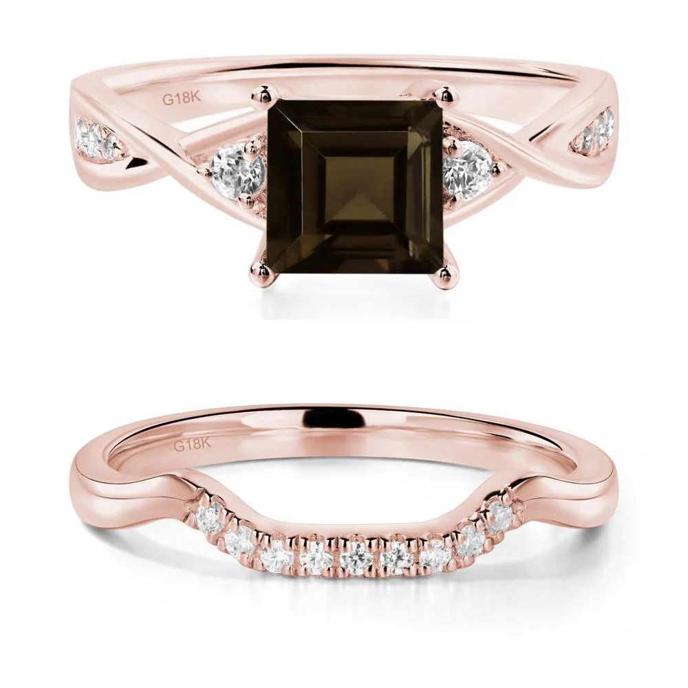 Square Cut Smoky Quartz Twist Ring - Image 17