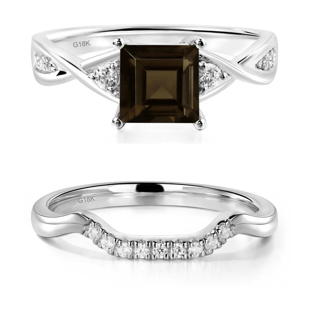 Square Cut Smoky Quartz Twist Ring - Image 19