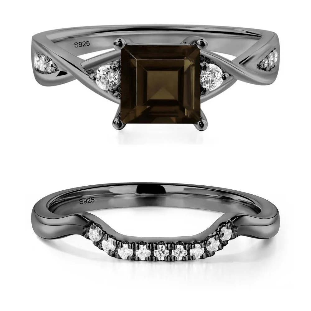 Square Cut Smoky Quartz Twist Ring - Image 23