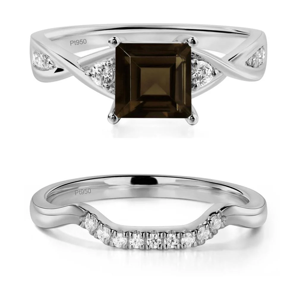 Square Cut Smoky Quartz Twist Ring - Image 25