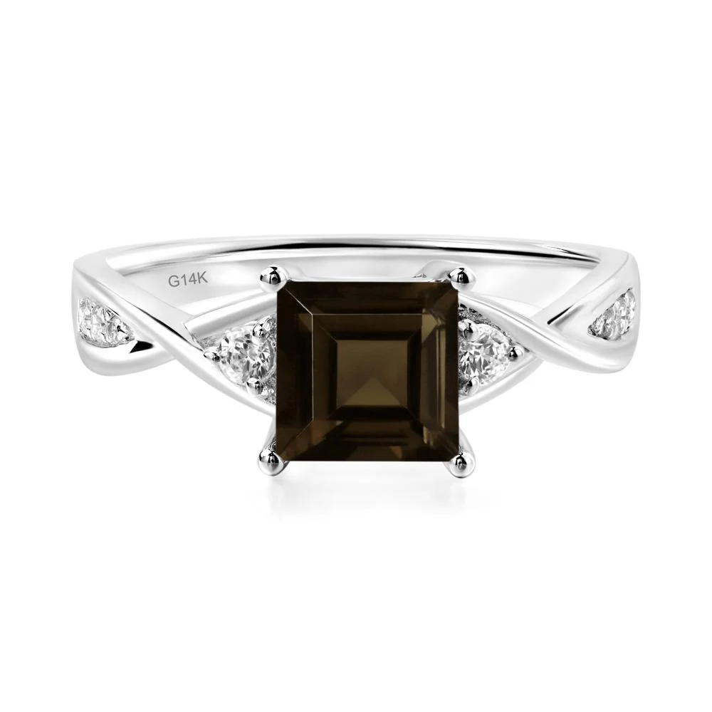 Square Cut Smoky Quartz Twist Ring - Image 3