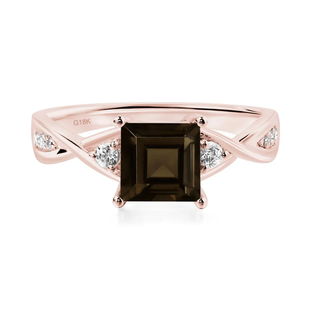 Square Cut Smoky Quartz Twist Ring - Image 8