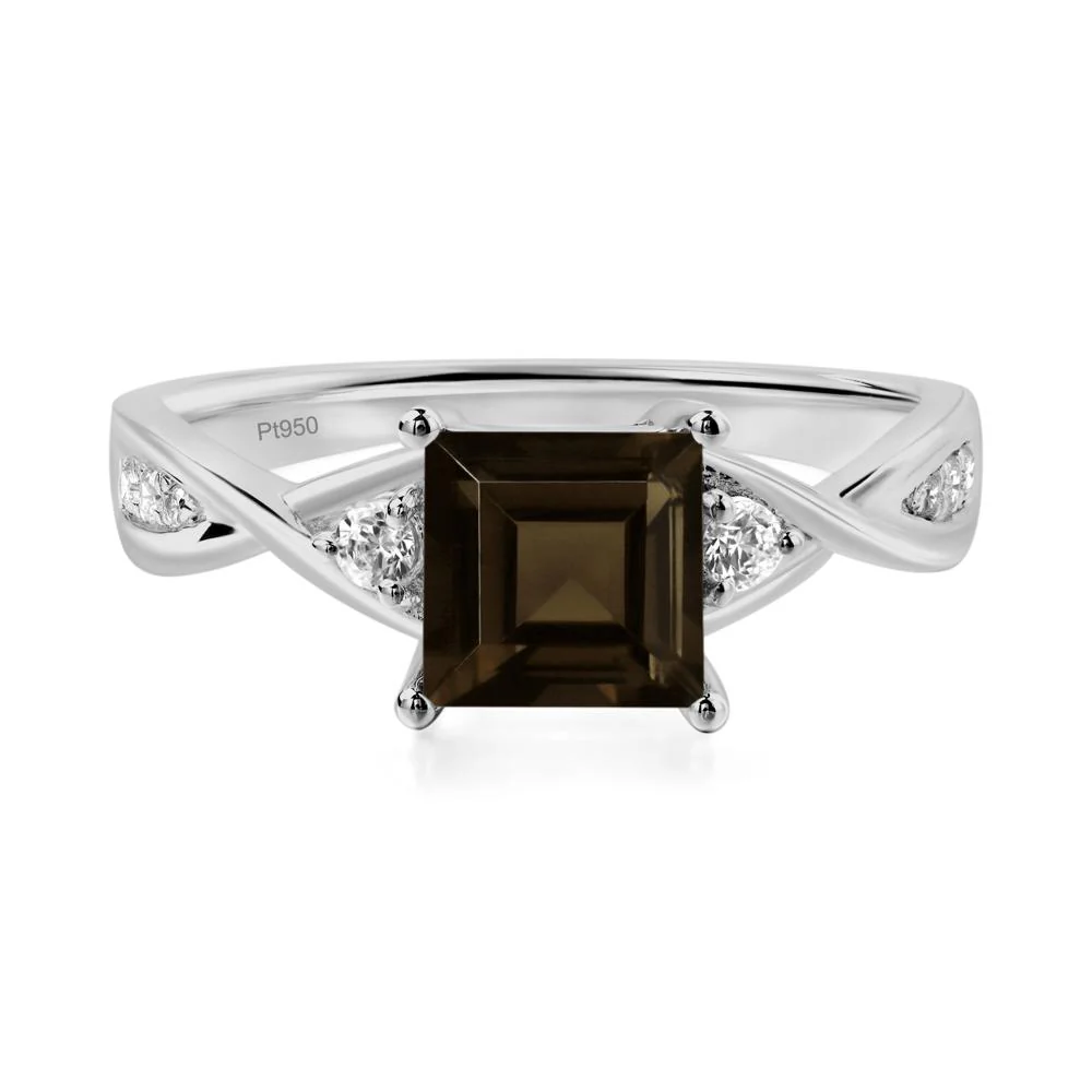 Square Cut Smoky Quartz Twist Ring - Image 9