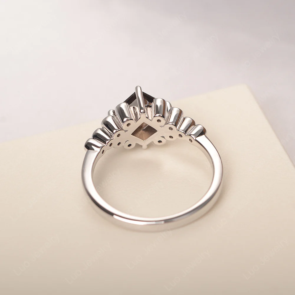 Square Smoky Quartz Cluster Engagement Ring - Image 3