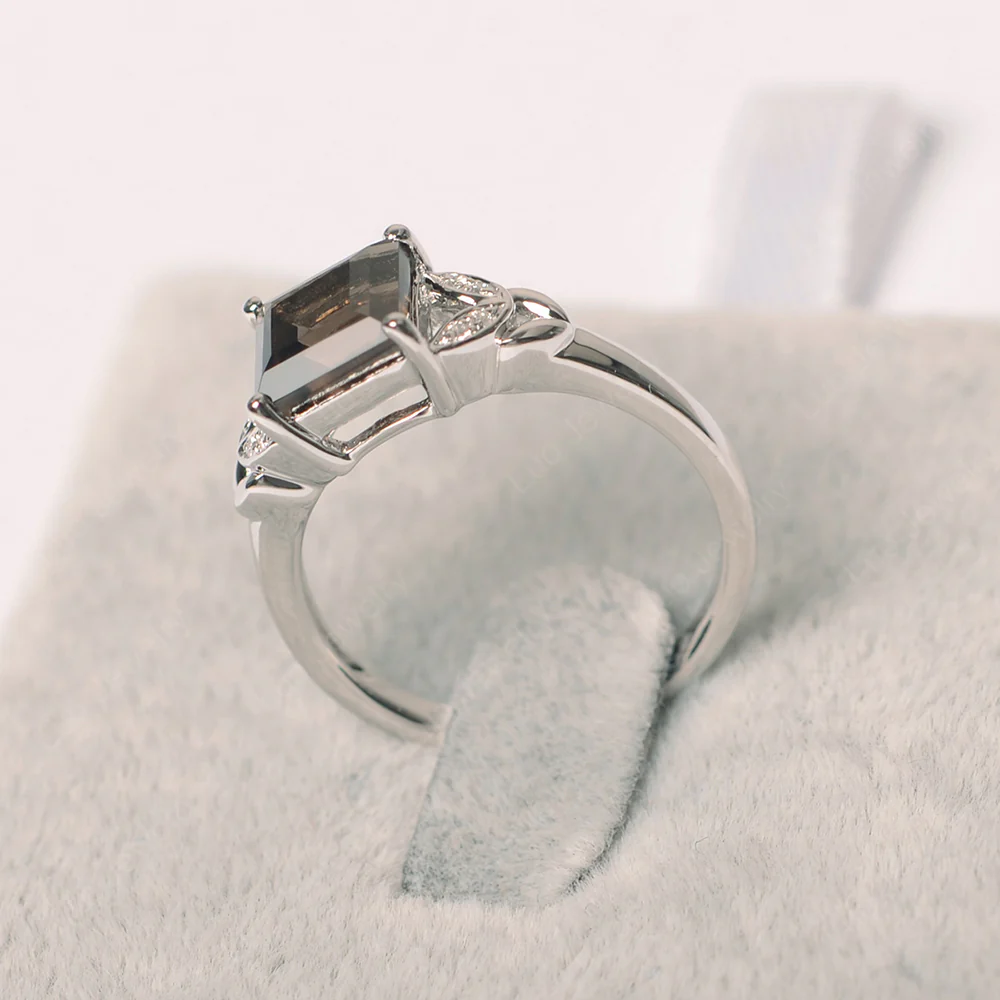 Square Cut Smoky Quartz Leaf Ring - Image 2