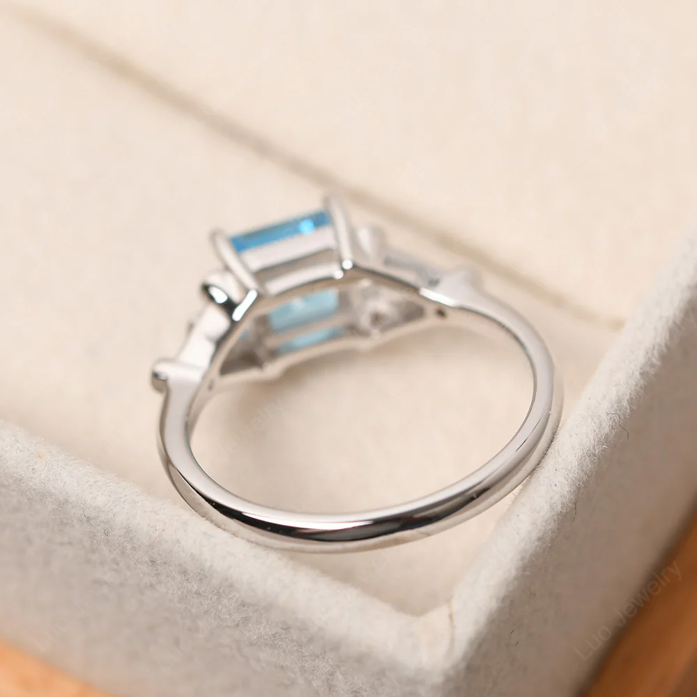 Square Cut Swiss Blue Topaz Constellation Ring - Image 4