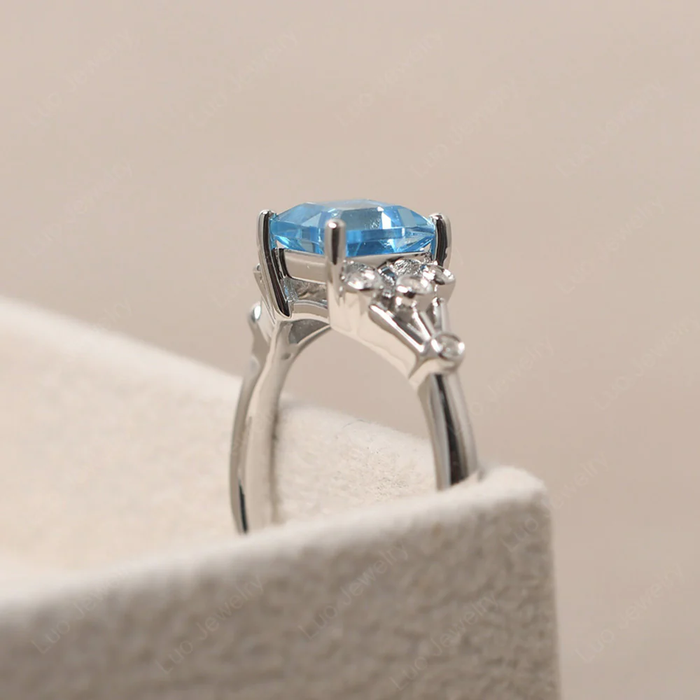 Square Cut Swiss Blue Topaz Constellation Ring - Image 5