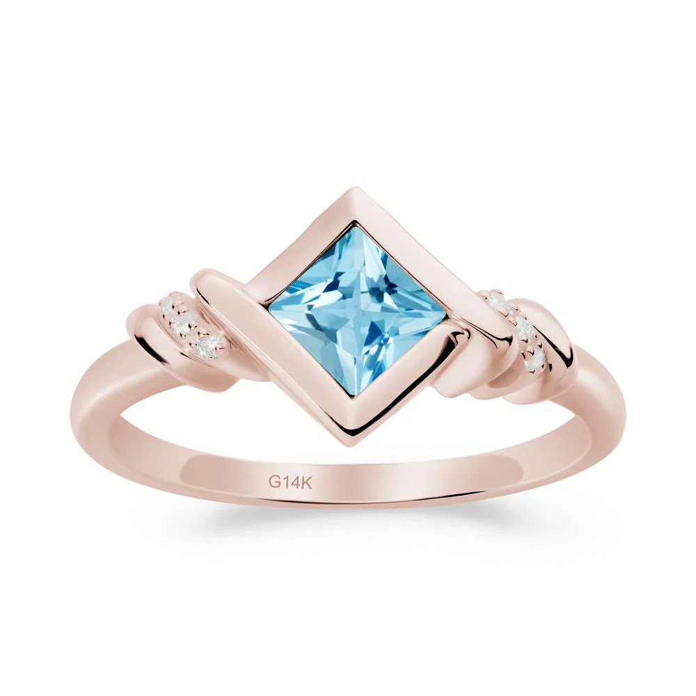 Princess Cut Swiss Blue Topaz Statement Ring