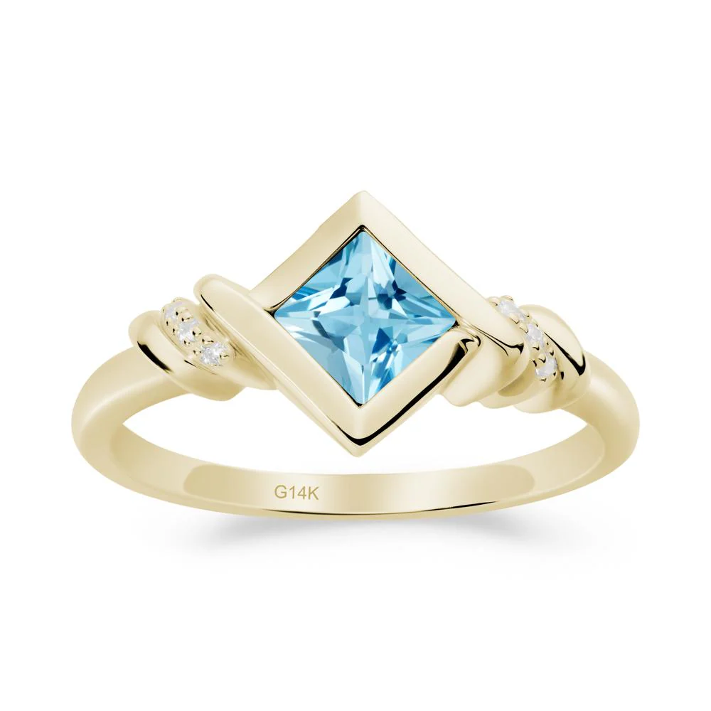 Princess Cut Swiss Blue Topaz Statement Ring - Image 2