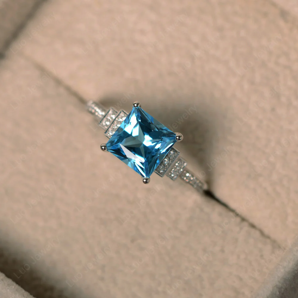 Swiss Blue Topaz Elegant Engagement Ring - Image 4