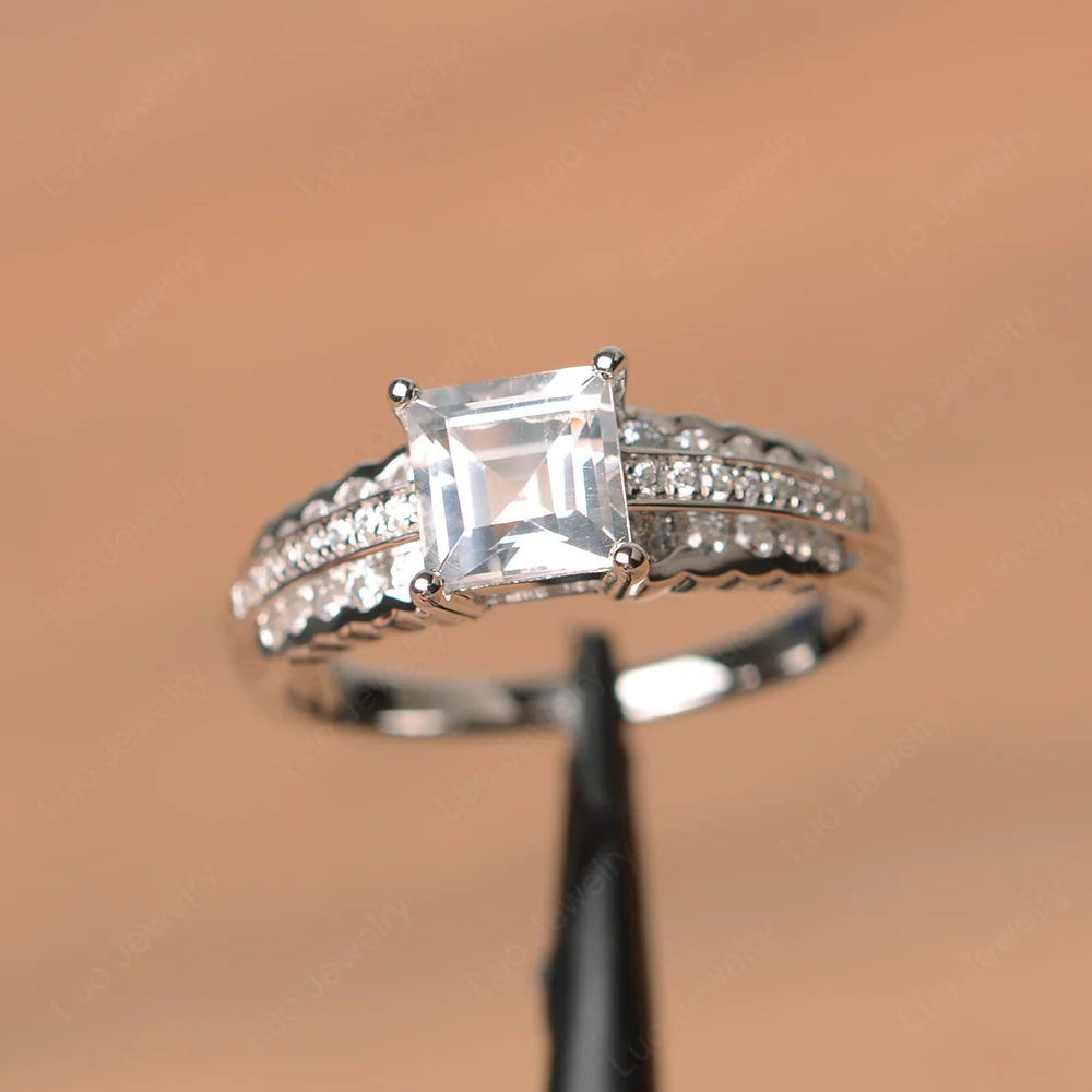 White Topaz Scalloped Ring