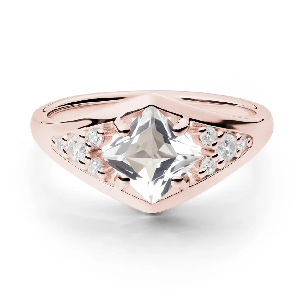 Princess Cut White Topaz Cluster Ring - Image 9