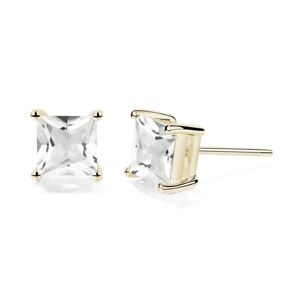 Princess Cut White Topaz Earrings - Image 7