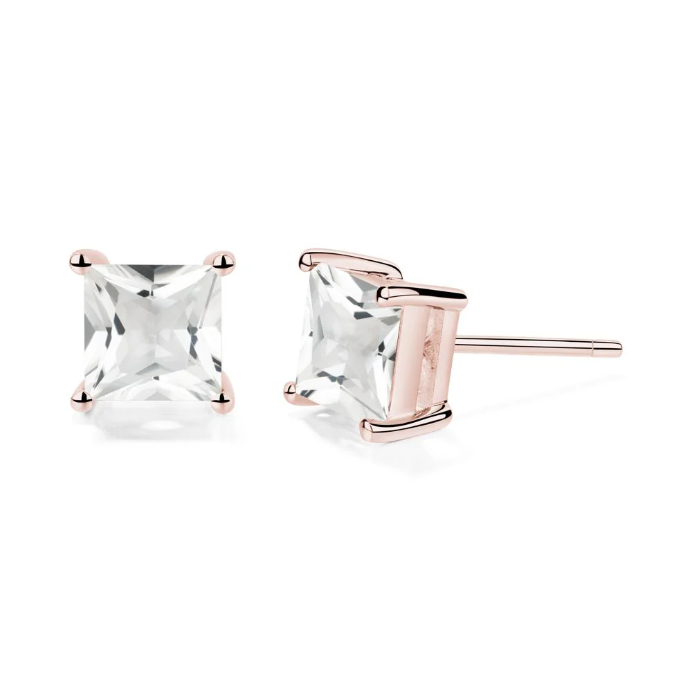 Princess Cut White Topaz Earrings - Image 9