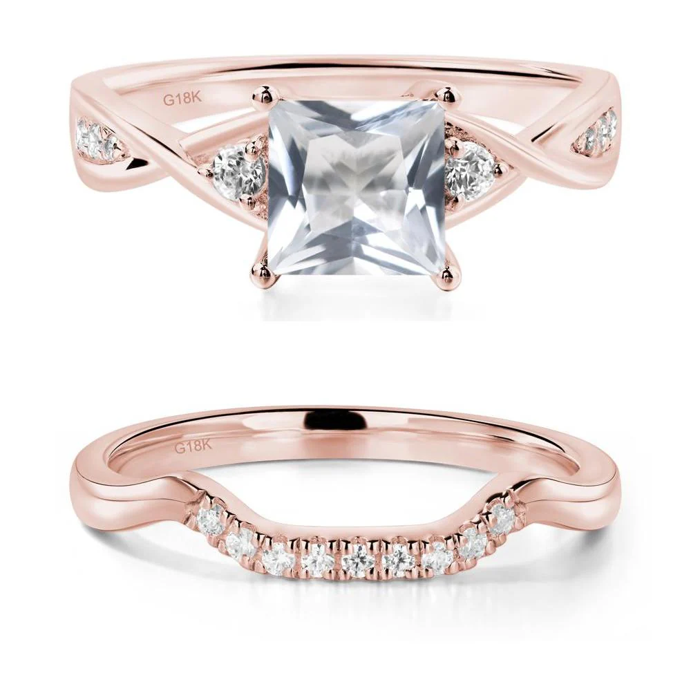 Princess Cut White Topaz Engagement Ring - Image 17