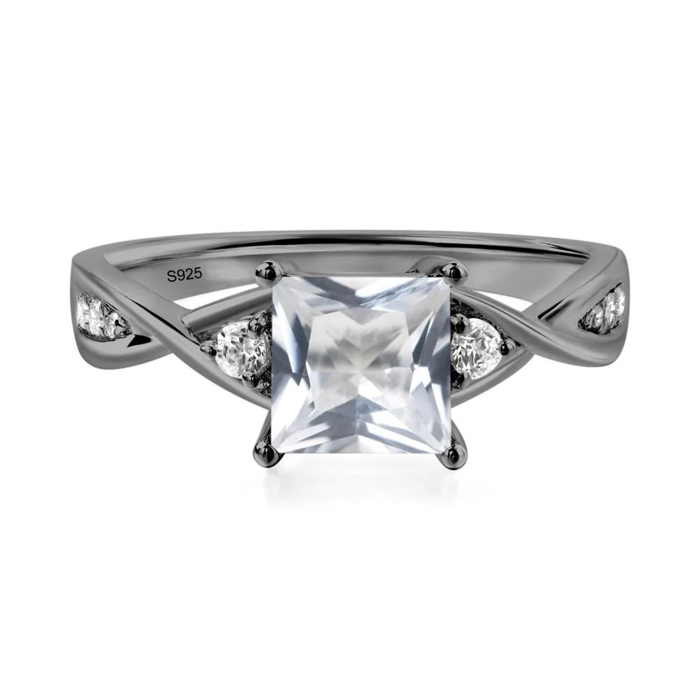 Princess Cut White Topaz Engagement Ring - Image 2