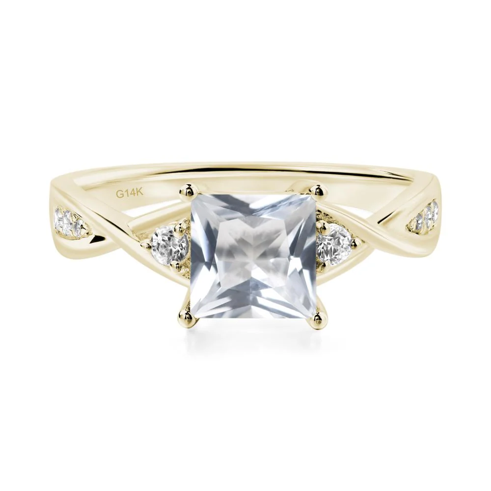 Princess Cut White Topaz Engagement Ring - Image 4