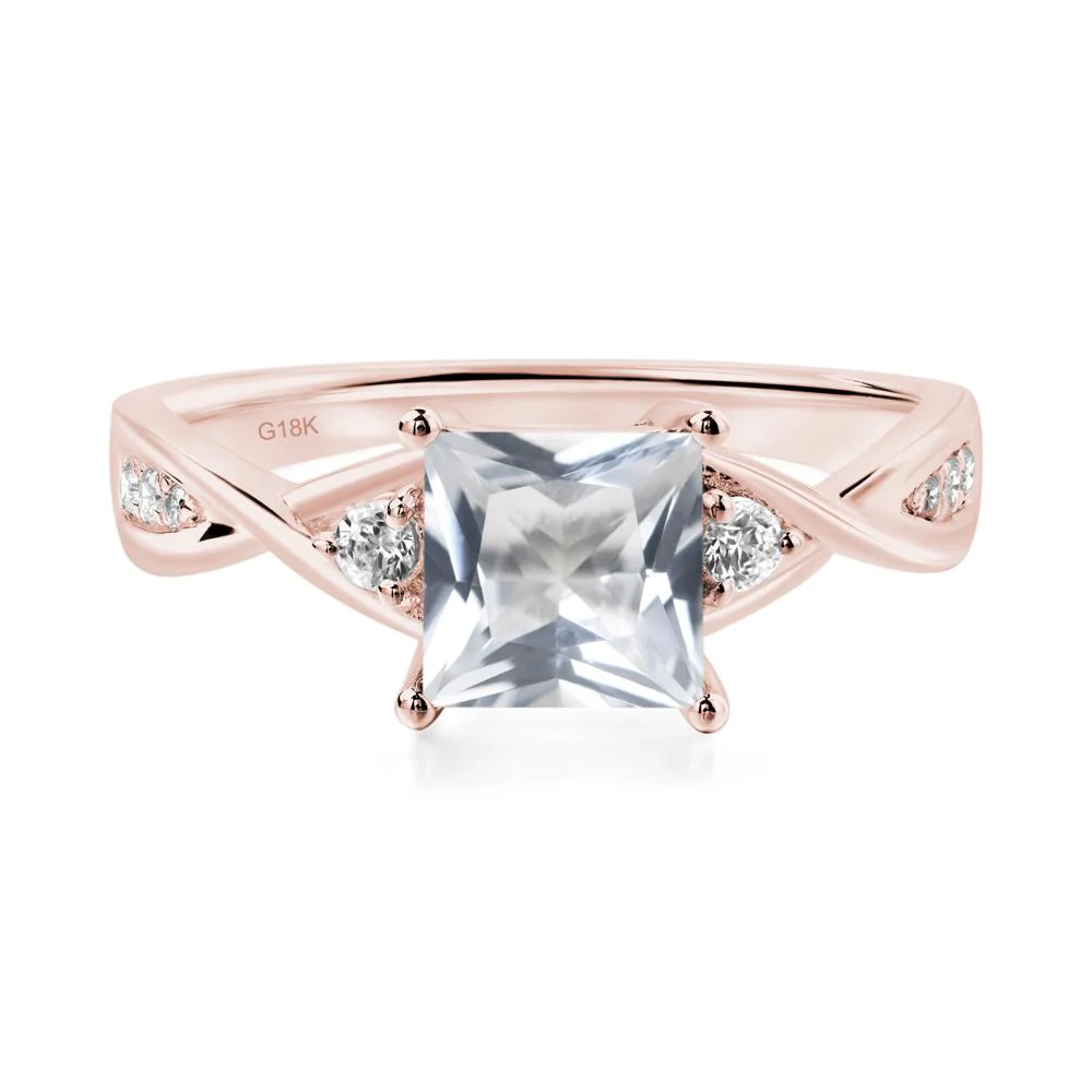 Princess Cut White Topaz Engagement Ring - Image 8