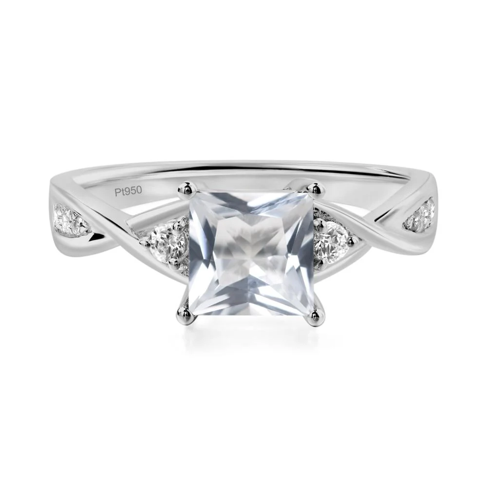Princess Cut White Topaz Engagement Ring - Image 9