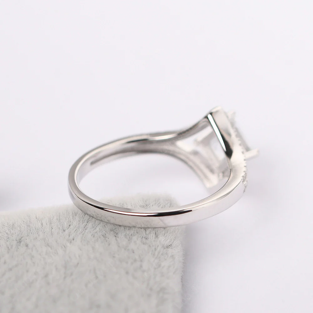 Square Cut White Topaz Kite Set Halo Ring - Image 3