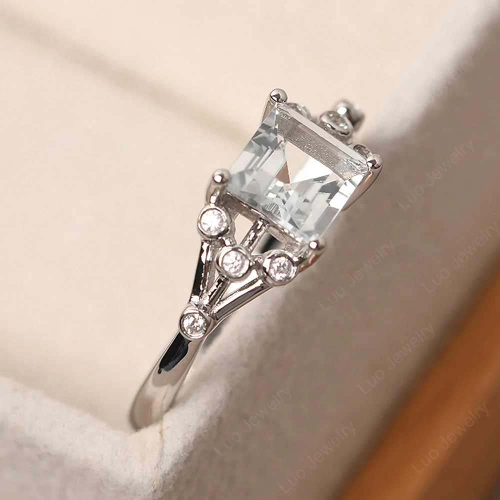 Square Cut White Topaz Constellation Ring - Image 2