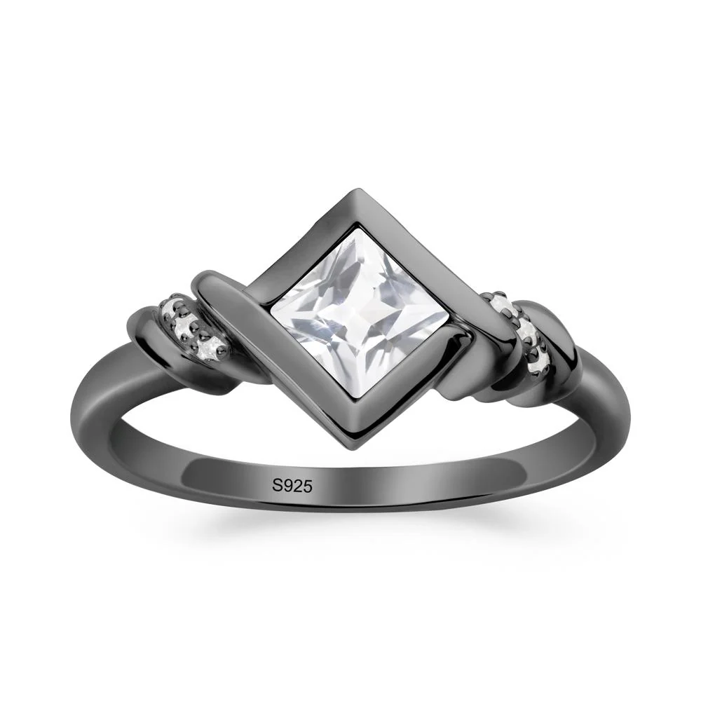 Princess Cut White Topaz Statement Ring - Image 8